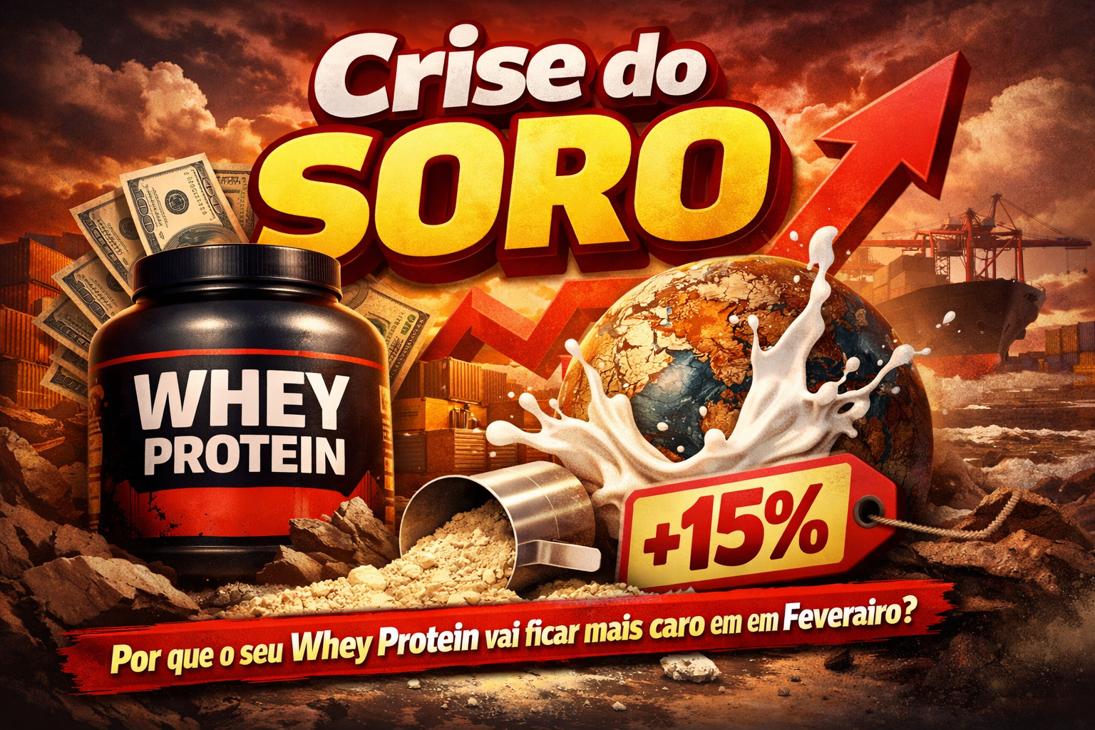 Alerta Suplementação 2026: Whey Protein pode subir 15% em fevereiro; saiba como economizar