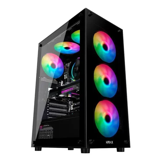 Gabinete Gamer Hyrax HGB210, Mid Tower, ATX, Vidro Temperado, Preto